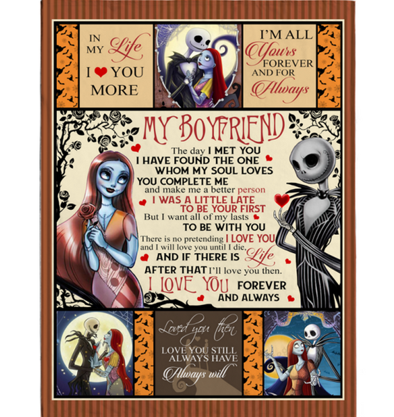 Personalized To My Boyfriend Sally I Love You Forever Always Complete Make Me Better Person Jack Halloween Skellington Fleece Blanket
