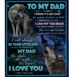 Personalized To My Dad Not Easy Man Raise A Child You Are Appreciated I Love You Fathers Day Gift From Son Wolf Fleece Blanket