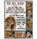 Personalized To My Dad Thank You For Special Things You Do Lion I Love You Father’s Day Gift From Daughter Fleece Blanket