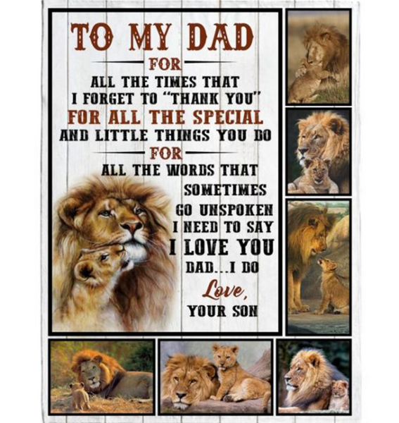 Personalized To My Dad Thank You For Special Things You Do Lion I Love You Father’s Day Gift From Son Fleece Blanket