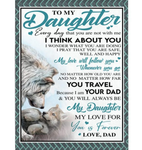 Personalized To My Daughter Dad Love You Forever Wolf Gift From Dad White Fleece Blanket