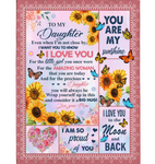 Personalized To My Daughter I Love Proud You Sunshine Wrap Yourself Up Big Hug Gift From Mom Butterfly Sunflower Fleece Blanket