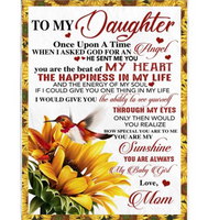 Personalized To My Daughter Once Upon A Time You Beat My Heart Happiness Life Sunshine Sunflower Love Gift From Mom Dad Fleece Blanket