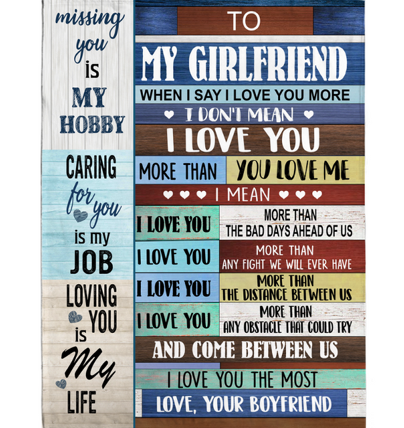 Personalized To My Girlfriend I Love You More Than Bad Days Ahead Us Obstacle The Most My Life Gift From Boyfriend Fleece Blanket