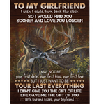 Personalized To My Girlfriend I Wish Turn Back Clock Find You Sooner Love Longer Deer Couple Valentine's Day Gift From Boyfriend Fleece Blanket