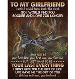 Personalized To My Girlfriend I Wish Turn Back Clock Find You Sooner Love Longer Deer Couple Valentine's Day Gift From Boyfriend Fleece Blanket