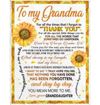 To My Grandma Thank You You Are My Sunshine Sunflower I Love You Mother’s Day Gift From Granddaughter Personalized Blanket