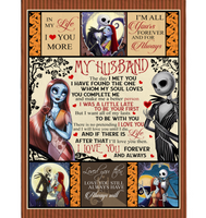 Personalized To My Husband Sally I Love You Forever Always Complete Make Me Better Person Jack Halloween Skellington Fleece Blanket