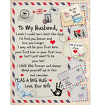 Personalized To My Husband Wish Find You Sooner Longer I Love You Forever Big Hug Wife Gift Letter Envelope Fleece Blanket