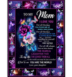 Personalized To My Mom I Love You For All The Times You Are My World Flower Butterfly Mothers Day Gift From Daughter Fleece Blanket