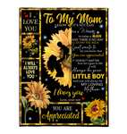 Personalized Mom Not Easy For A Woman Raise Man Appreciated I Love You Funny Mothers Day Gift From Son Sunflower Fleece Blanket