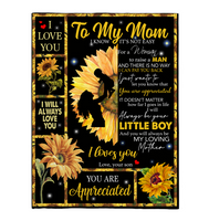 Personalized Mom Not Easy For A Woman Raise Man Appreciated I Love You Funny Mothers Day Gift From Son Sunflower Fleece Blanket