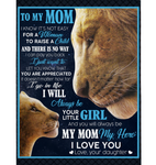 Personalized To My Mom Not Easy Woman Raise A Child You Are Appreciated I Love You Mothers Day Gift From Daughter Lion Black Fleece Blanket