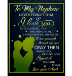 Personalized To My Nephew Never Forget That I Love You Blankets Gift From Aunt Black Plush Fleece Blanket