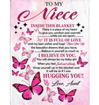 Personalized Customize To My Niece I Believe Hugging Hug You Gift From Aunt Butterfly Never Give up Fleece Blanket