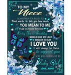 Personalized Customize To My Niece I Love Support You Baby Girl Butterfly Gift From Aunt Fleece Blanket