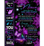 Personalized Customize To My Niece Never Feel Alone I Love Proud Of You Butterfly Mandala Gift From Aunt Fleece Blanket