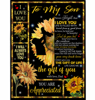 Personalized To My Son I Love You Be Brave Bold Beautiful Appreciated Sunflower Funny Gift From Dad Black Fleece Blanket