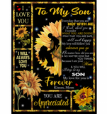 Personalized To My Son I Love You Be Brave Bold Beautiful Appreciated Sunflower Funny Gift From Mom Black Fleece Blanket