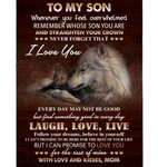 Personalized To My Son I Love You Laugh Love Live Straighten Crown Lion Gift From Mom Fleece Blanket