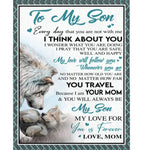 Personalized To My Son Mom Love You Forever Wolf Gift From Mom To Son White Fleece Blanket
