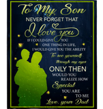Personalized To My Son Never Forget That I Love You Blankets Gift From Dad Black Plush Fleece Blanket