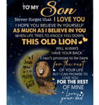 Personalized To My Son Never forget I Love You Blanket Gift From Dad Lion Black Fleece Blanket