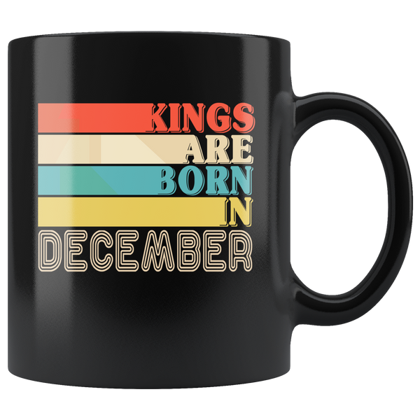 Kings are born in December vintage, birthday black gift coffee mug