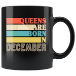 Queens are born in December vintage, birthday black gift coffee mug