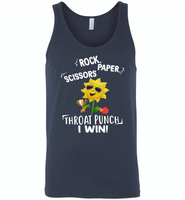 Rock Scissors Paper Throat Punch I Win, Sunflower Funny - Canvas Unisex Tank