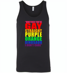 Whether you're gay straight purple orange dinosaur i don't care lgbt gay pride - Canvas Unisex Tank