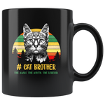 Vintage cat brother the man the myth the legend black gift coffee mug
