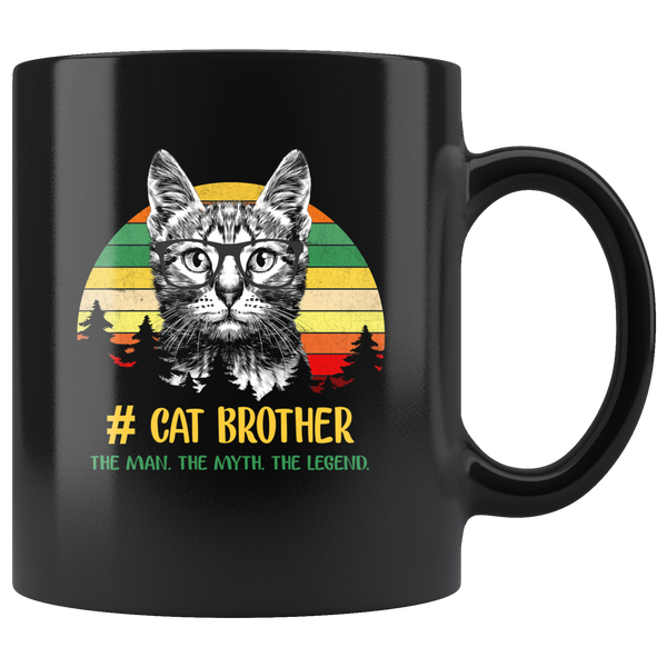 Vintage cat brother the man the myth the legend black gift coffee mug