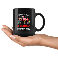 This Is My Christmas Pajama Flamingo Xmas Gift Black Coffee Mugs