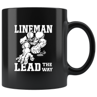 Lineman Lead The Way Black Coffee Mug