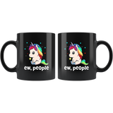Ew people rainbow unicorn funny black coffee mug