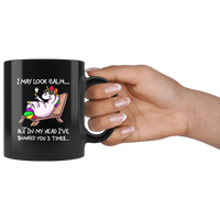 I may look calm but in my head i've shanked you 3 times unicorn black gift coffee mugs