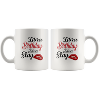 Libra Birthday Diva Slay Lip White Coffee Mug