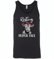 Resting heifer face cow - Canvas Unisex Tank