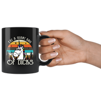 Eat a giant bag of dicks unicorn vintage retro black coffee mug