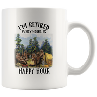I’m Retired Every Hour Is Happy Hour Camping Bear White Coffee Mug