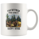 I’m Retired Every Hour Is Happy Hour Camping Bear White Coffee Mug