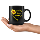 Happiness is being a nana sunflower love heart black coffee mug