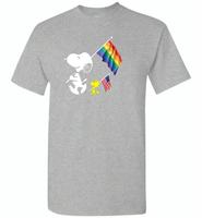 Snoopy LGBT america flag rainbow gay pride - Gildan Short Sleeve T-Shirt