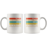 Kings are born in March vintage, birthday white gift coffee mug
