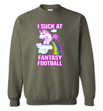 Funny Unicorn I suck at fantasy football - Gildan Crewneck Sweatshirt