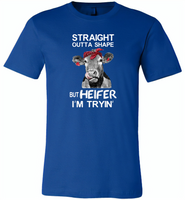 Straight outta shape but heifer i'm trying cow - Canvas Unisex USA Shirt