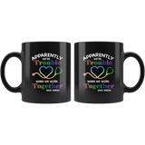 Apparently we're trouble when we work together who new nurse black coffee mug