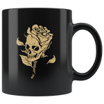 Ew people skull rose flower black coffee mug