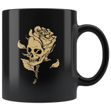 Ew people skull rose flower black coffee mug